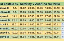 Rozpis úklidu kostela na rok 2023
